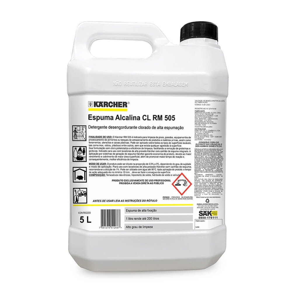 DETERGENTE ESPUMA ALCALINA KARCHER - RM 500 (5 LITROS) | Karcher