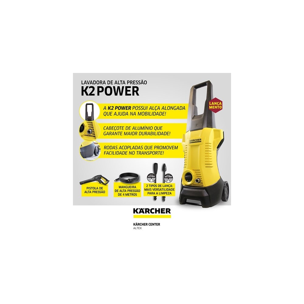 LAVADORA DE ALTA PRESSÃO KARCHER K 2 POWER - Imagem principal - 6b8488e0-af0c-4692-a84b-3e13bd4da494