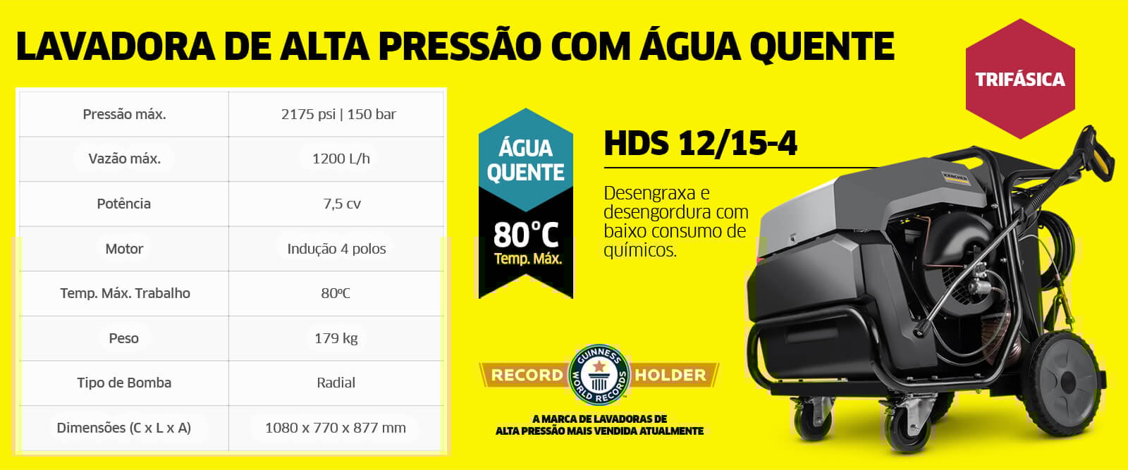 Lavadora de Alta Pressão Kärcher com Água Quente HDS 12/15-4 Características