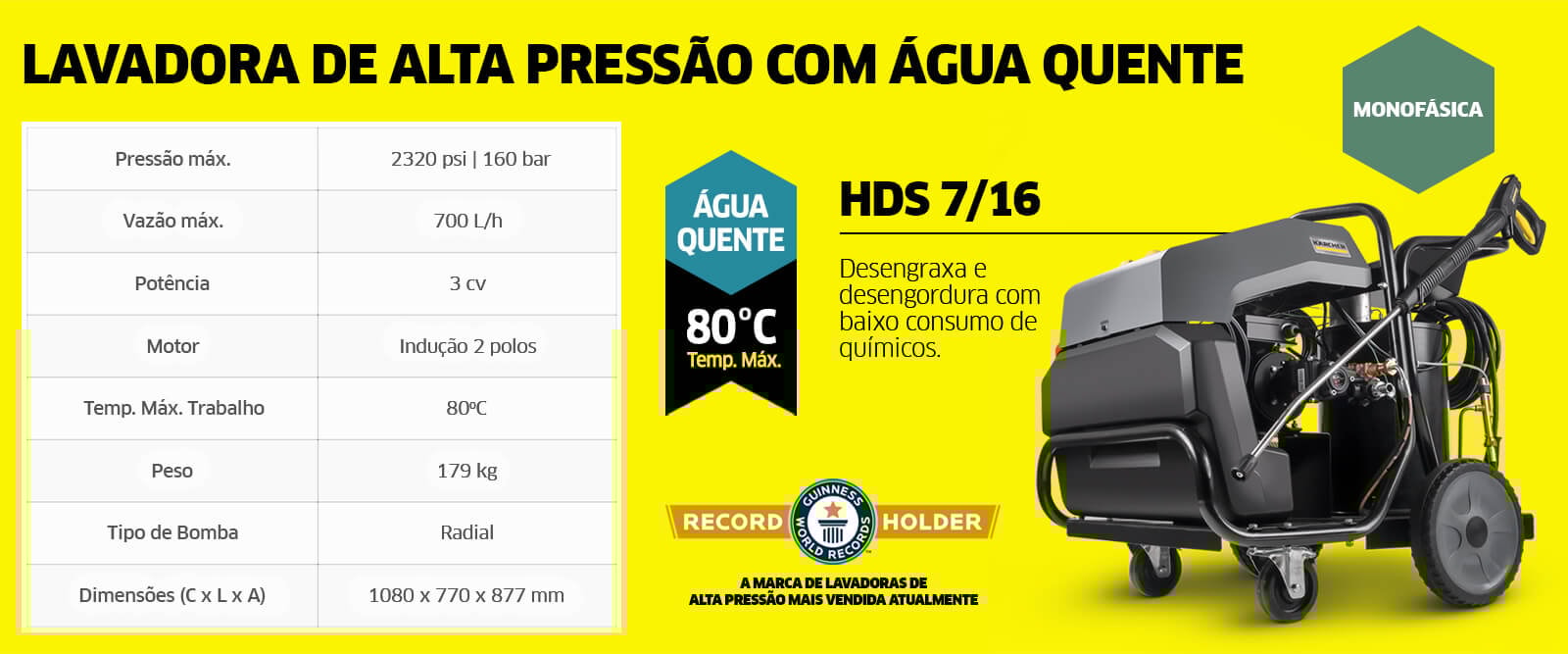 Lavadora de Alta Pressão Kärcher com Água Quente HDS 7/16 Características