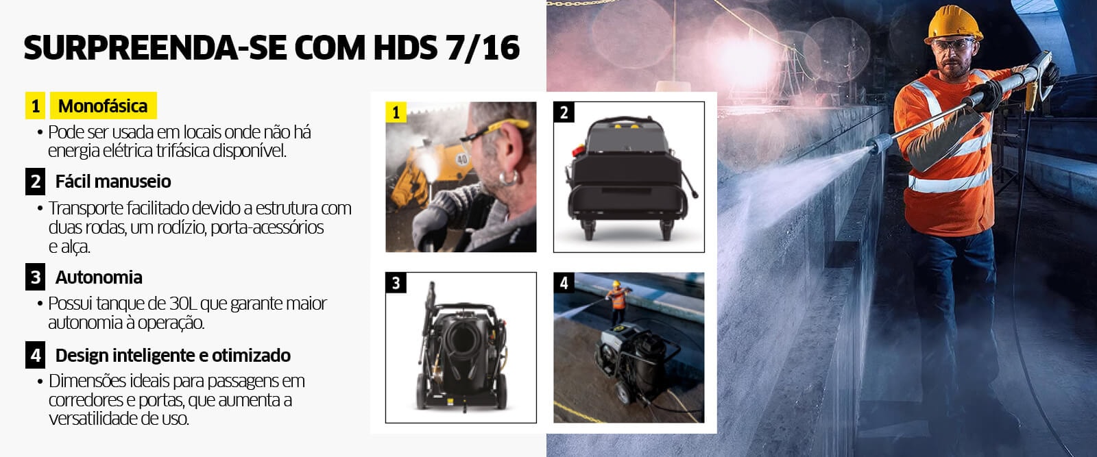 Lavadora de Alta Pressão Kärcher com Água Quente HDS 7/16 Características